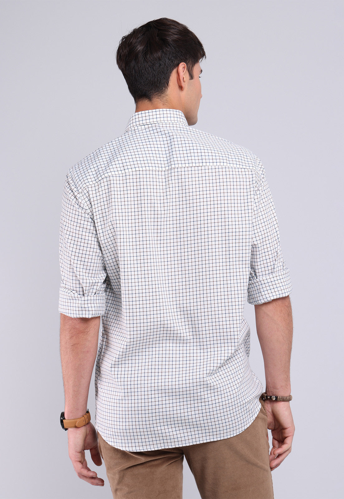 Camisa Hombre Cuadros Blanca