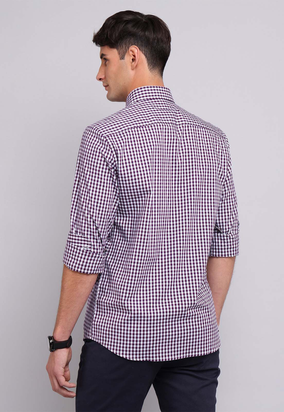 Camisa Hombre Cuadros Purpura