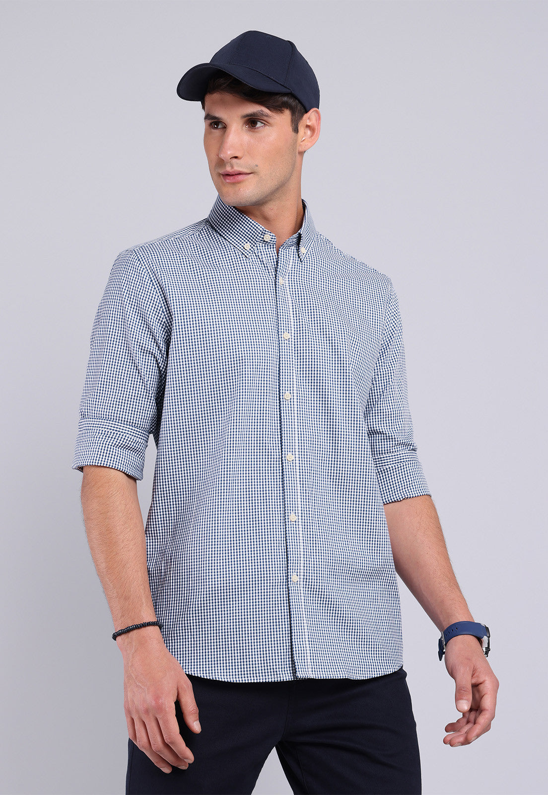 Camisa Hombre Cuadros Azul