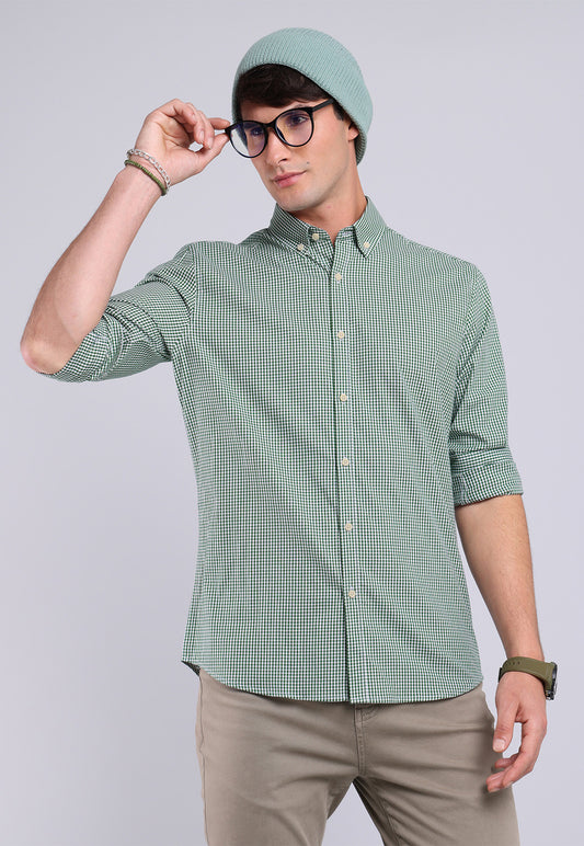 Camisa Hombre Cuadros Verde