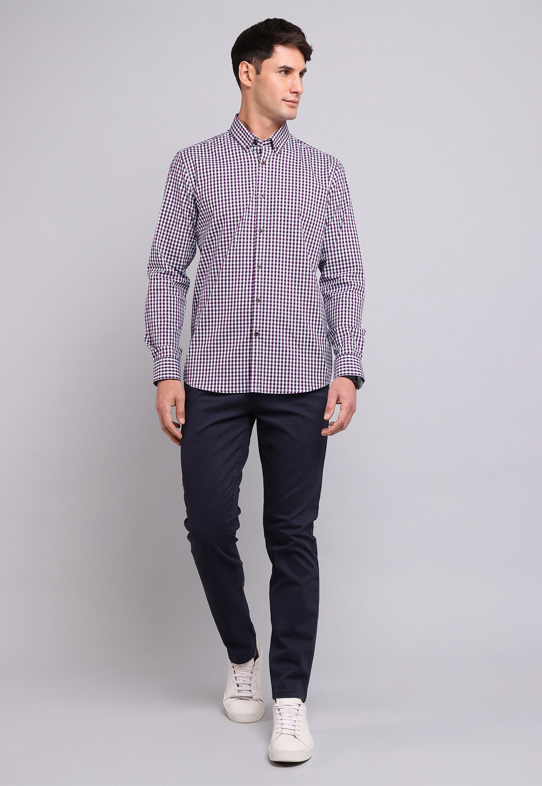 Camisa Hombre Cuadros Purpura