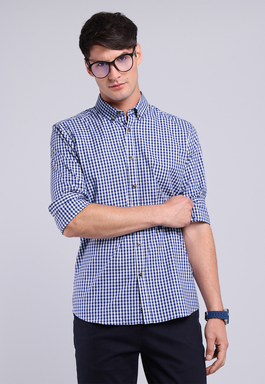 Camisa Hombre Cuadros Azul