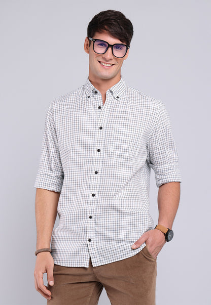 Camisa Hombre Cuadros Blanca