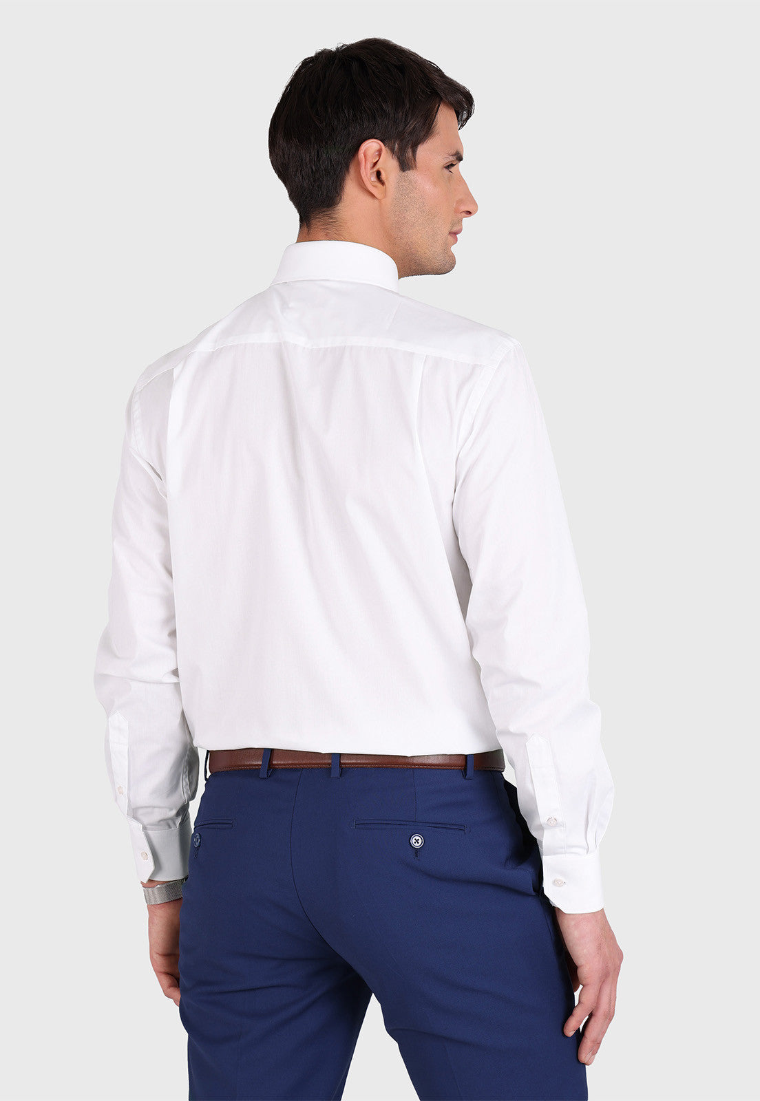 Camisa Hombre Formal Cuello Italiano Puño Simple Blanco