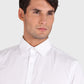 Camisa Hombre Formal Cuello Italiano Puño Simple Blanco