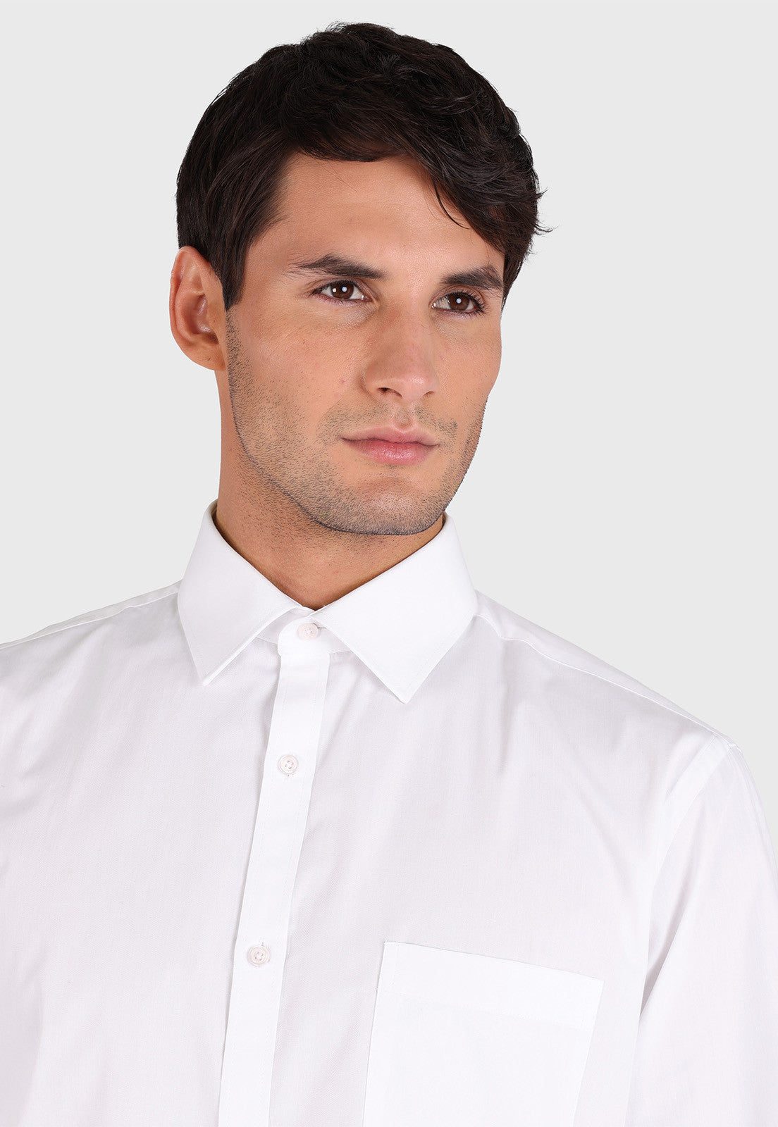 Camisa Hombre Formal Cuello Italiano Puño Simple Blanco