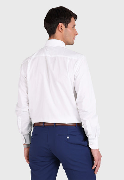 Camisa Cuello Italiano Puño Simple Blanco