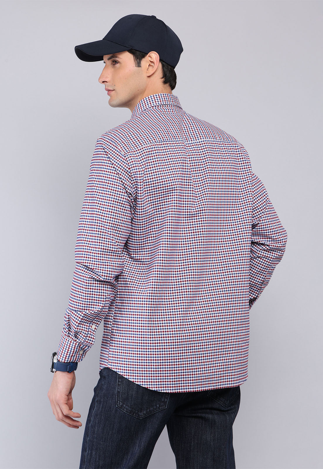 camisa-hombre-diseño-cuadros-spandex-rojo