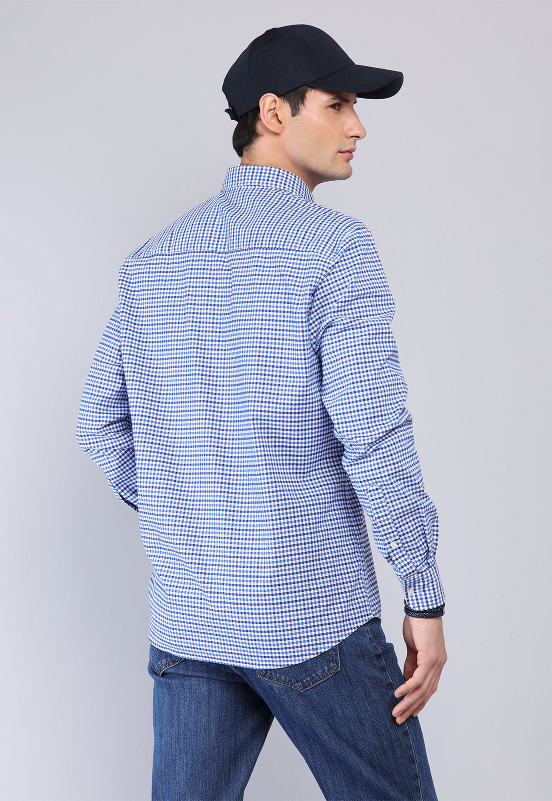 camisa-hombre-diseño-cuadros-spandex-azul-oscuro-