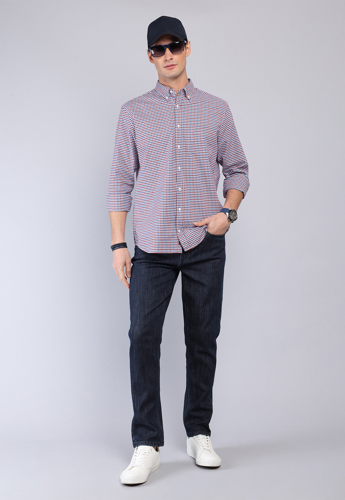 camisa-hombre-diseño-cuadros-spandex-rojo