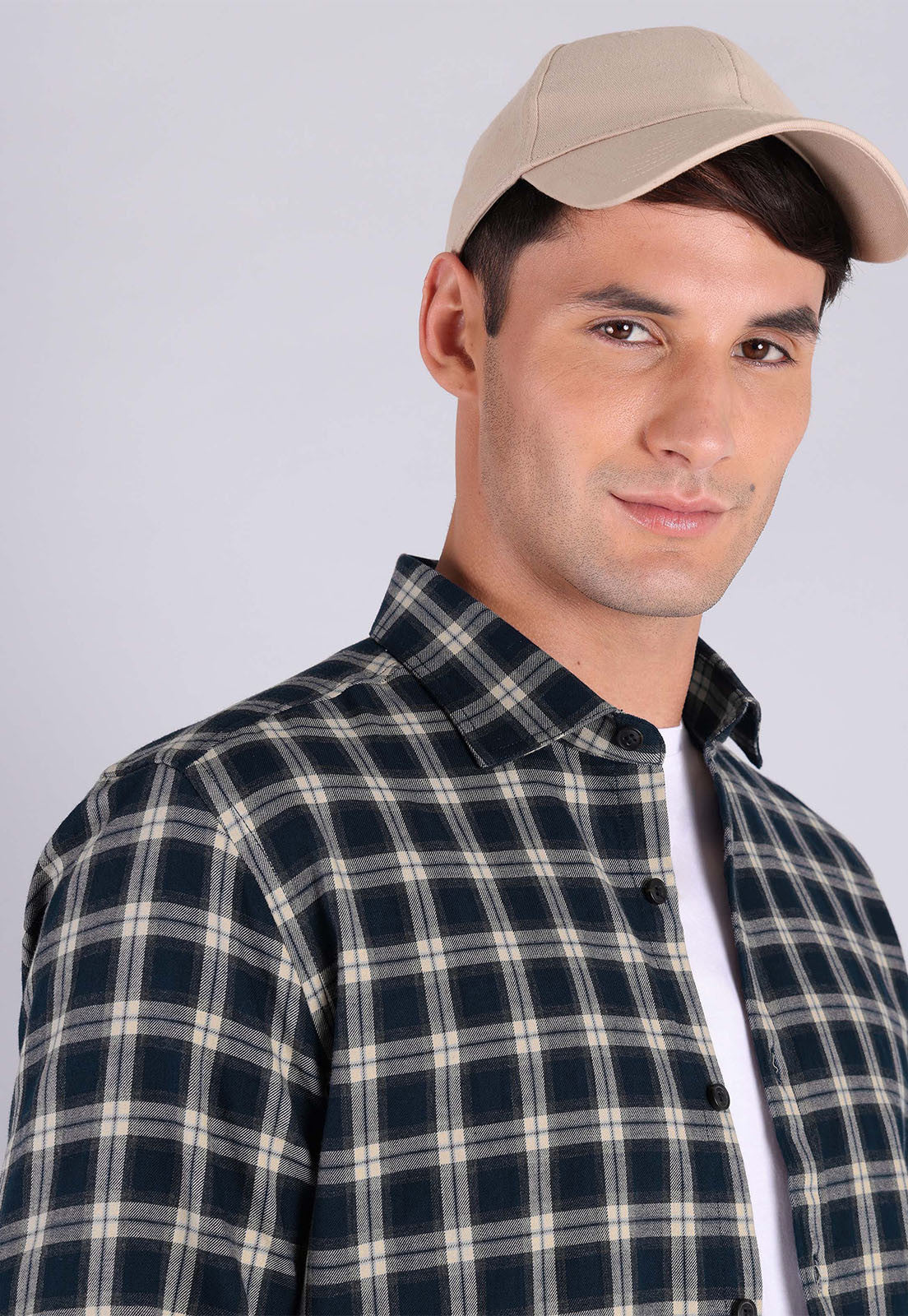 Camisa Hombre Escocesa Azul