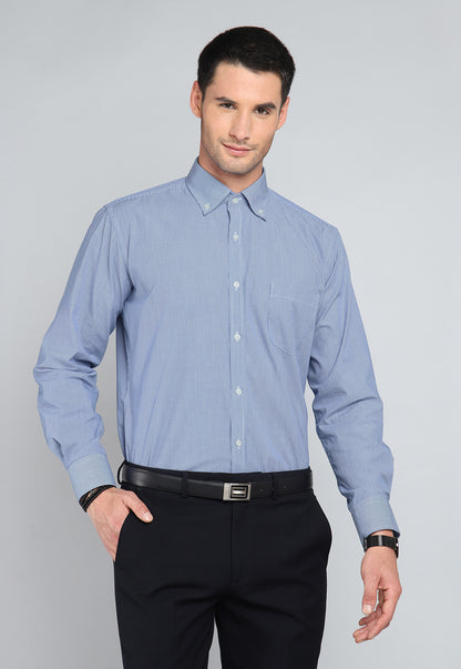 Camisa Hombre Formal A Rayas Azul