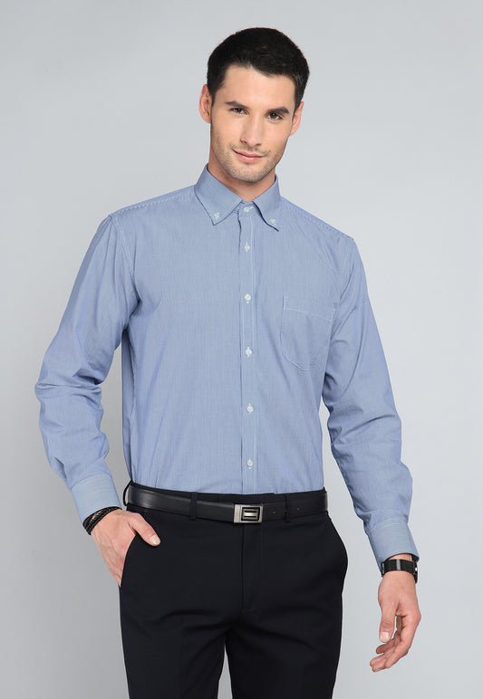 Camisa Hombre Formal A Rayas Azul
