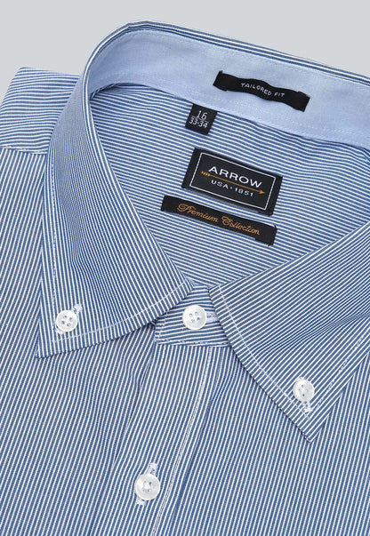 Camisa Hombre Formal A Rayas Azul