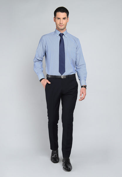 Camisa Hombre Formal A Rayas Azul