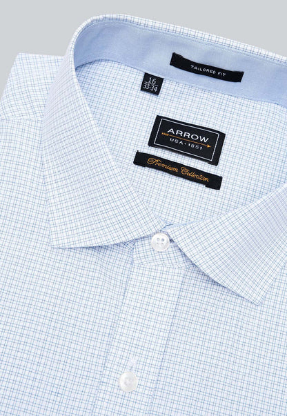 Camisa Hombre Formal Cuadros Blanca