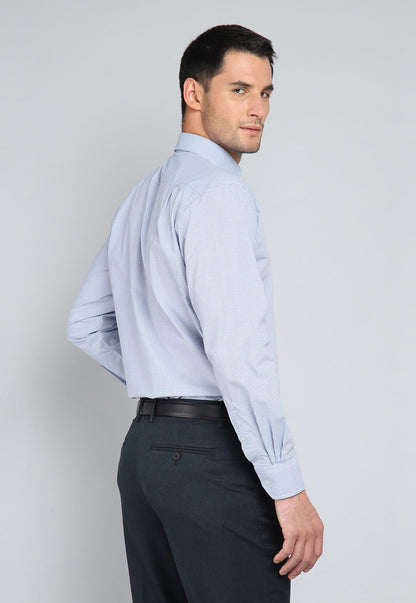 Camisa Hombre Formal Cuadros Celeste