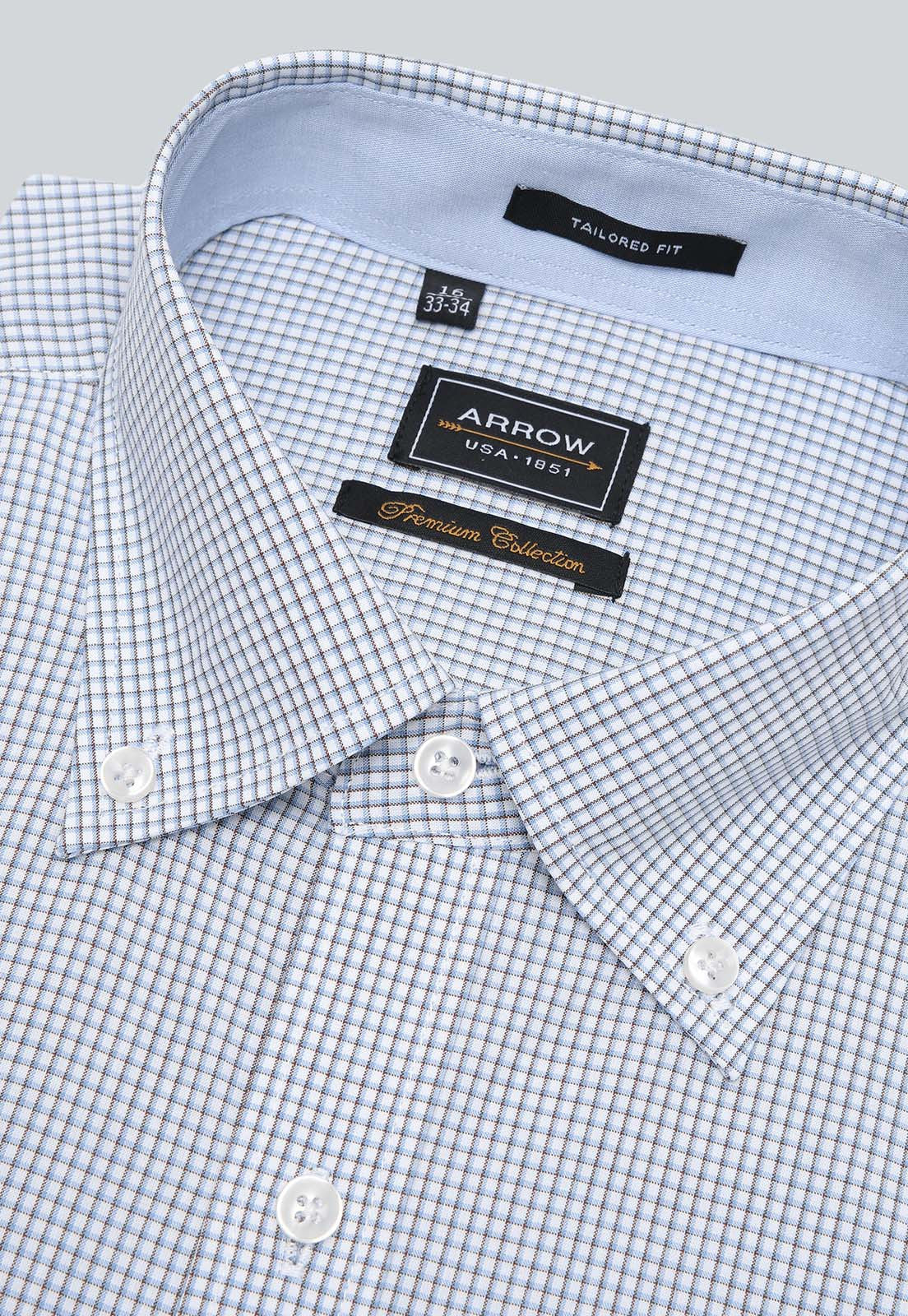 Camisa Hombre Formal Cuadros Celeste