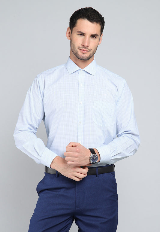 Camisa Hombre Formal Cuadros Blanca