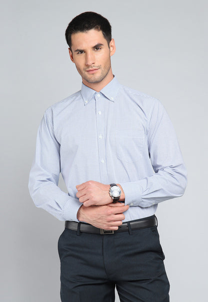 Camisa Hombre Formal Cuadros Celeste
