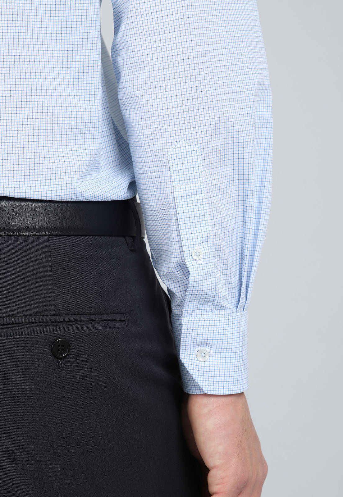 Camisa Hombre Formal Cuadros Celeste