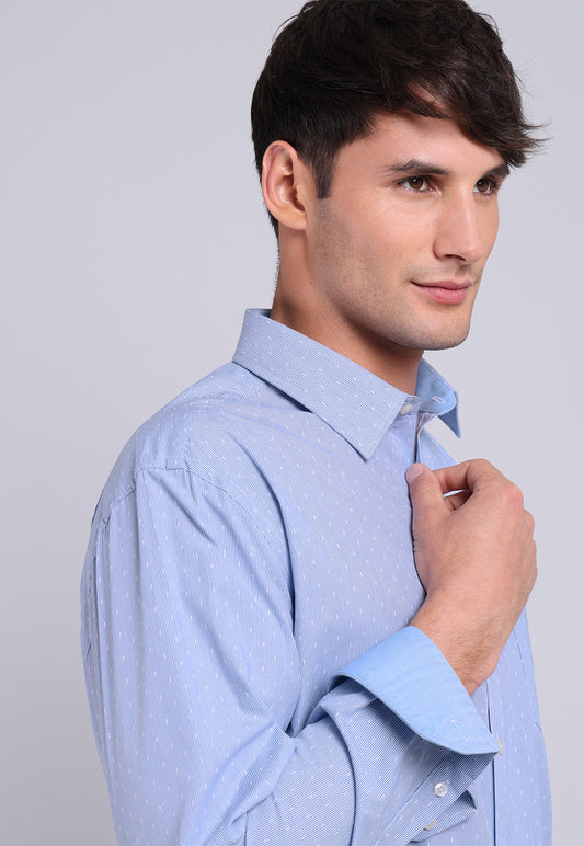 Camisa Hombre Formal Fantasía Azul