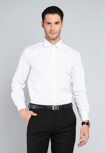 Camisa Hombre Formal Print Spandex Blanca