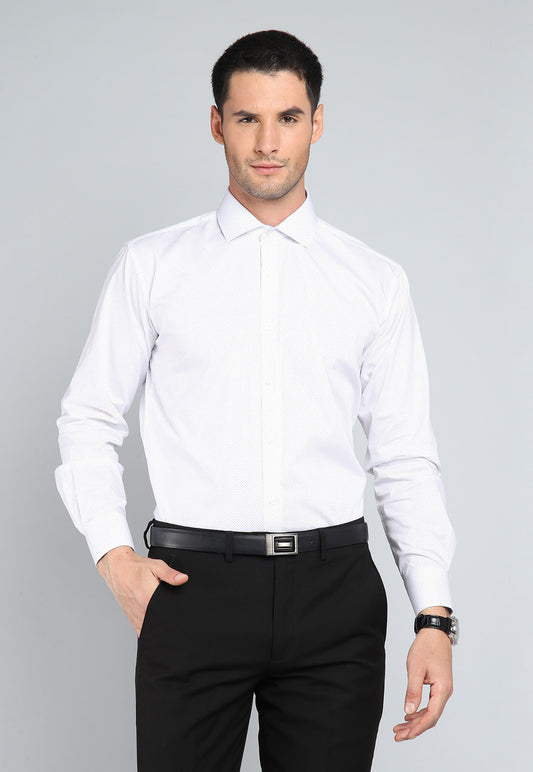Camisa Hombre Formal Print Spandex Blanca