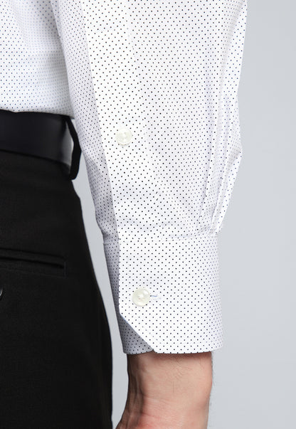 Camisa Hombre Formal Print Spandex Blanca