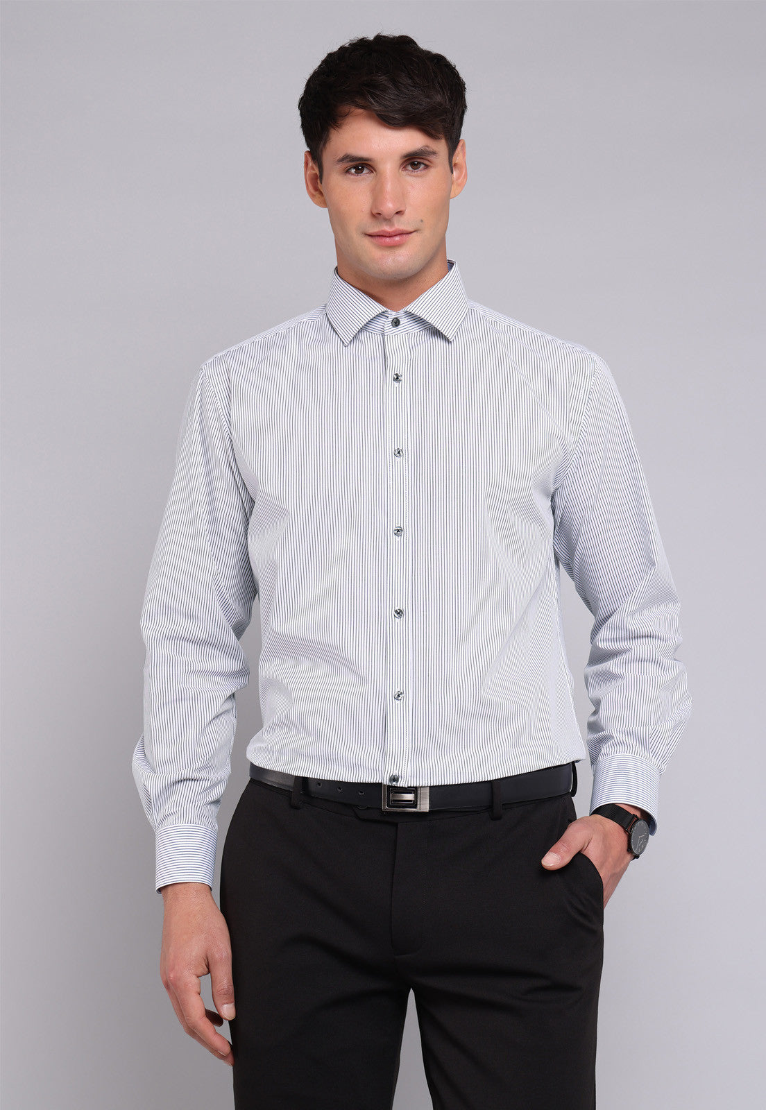 Camisa Hombre Formal Rayas Negro