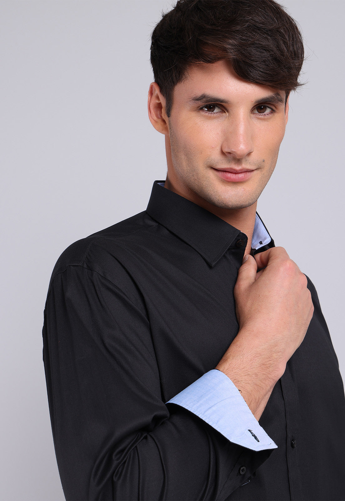 Camisa Hombre Formal Spandex Lisa Negro