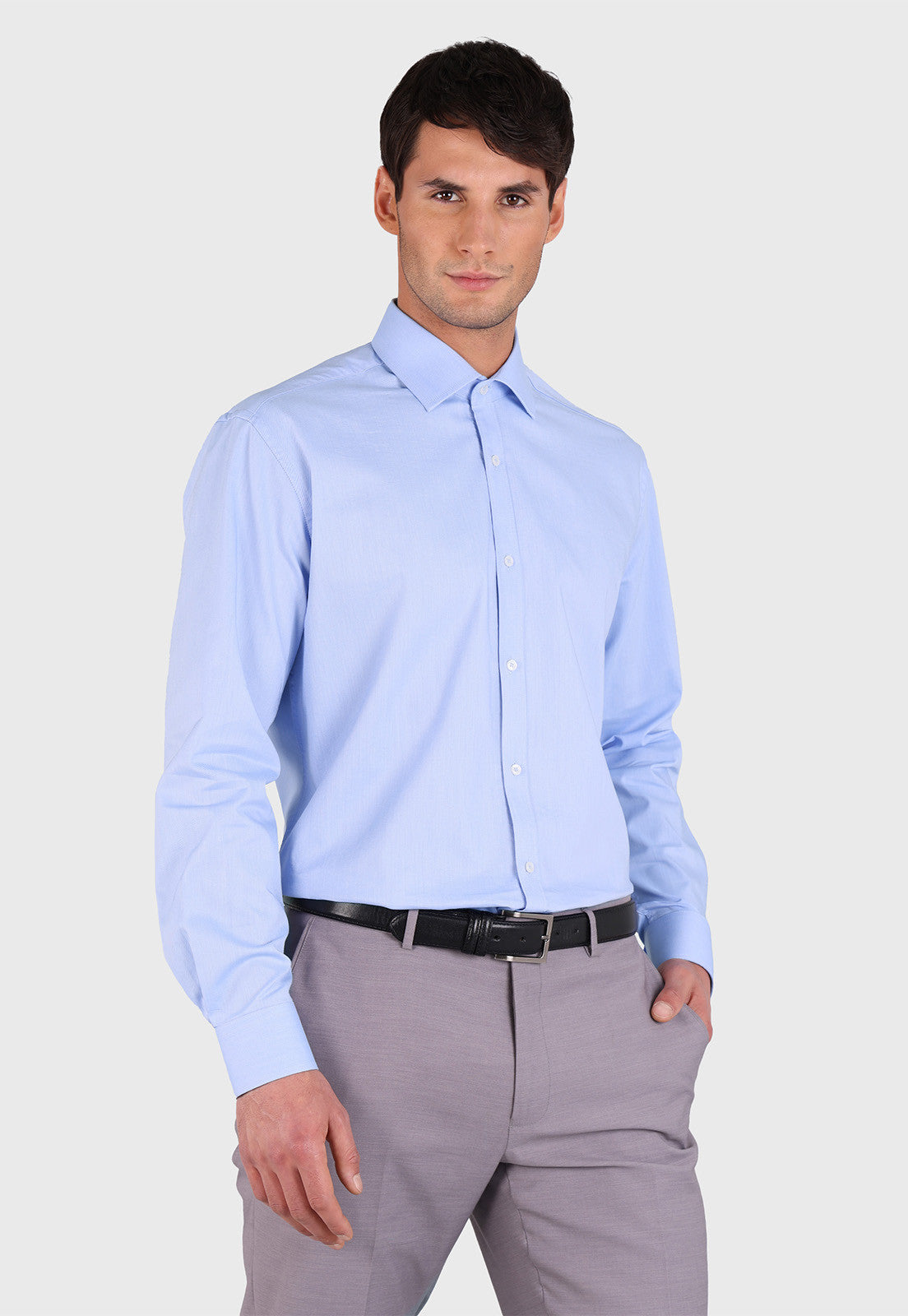 Camisa Hombre Formal Spandex Texturada Celeste