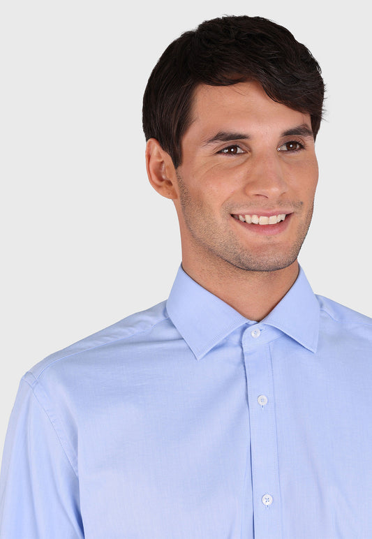 Camisa Hombre Formal Spandex Texturada Celeste