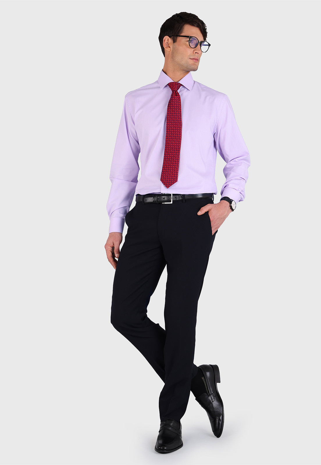Camisa Formal Spandex Texturada Lila