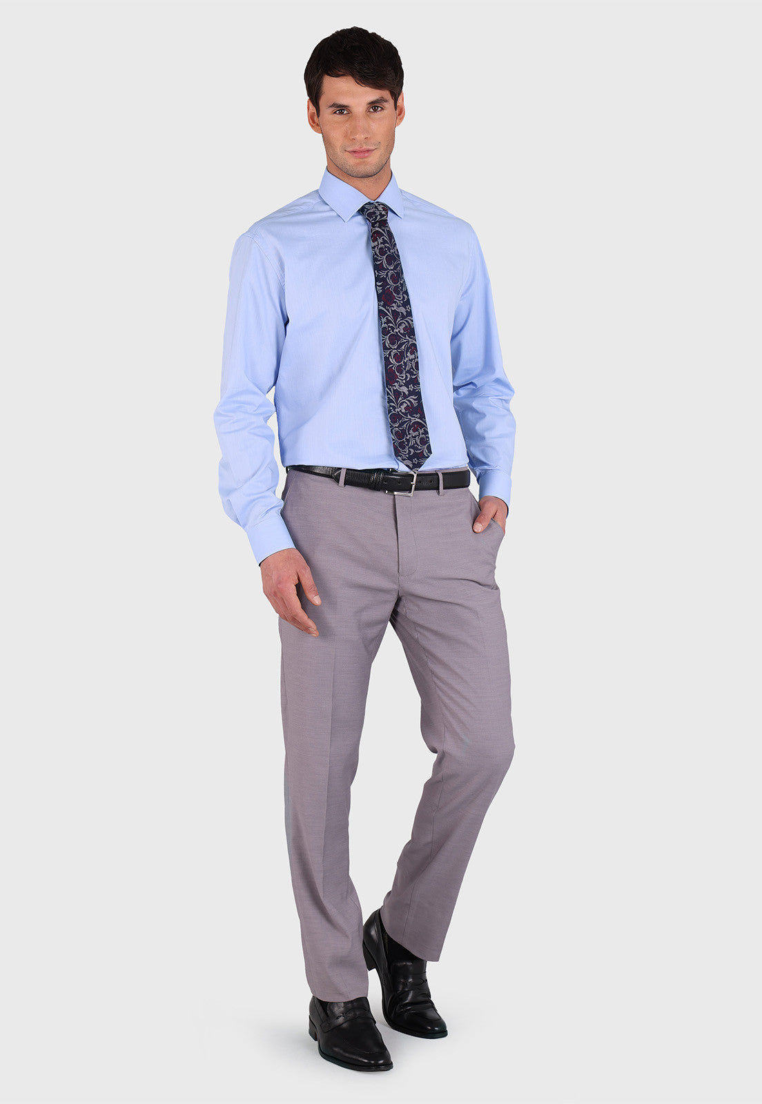 Camisa Hombre Formal Spandex Texturada Celeste