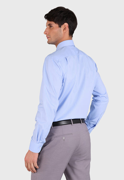 Camisa Formal Spandex Texturada Celeste