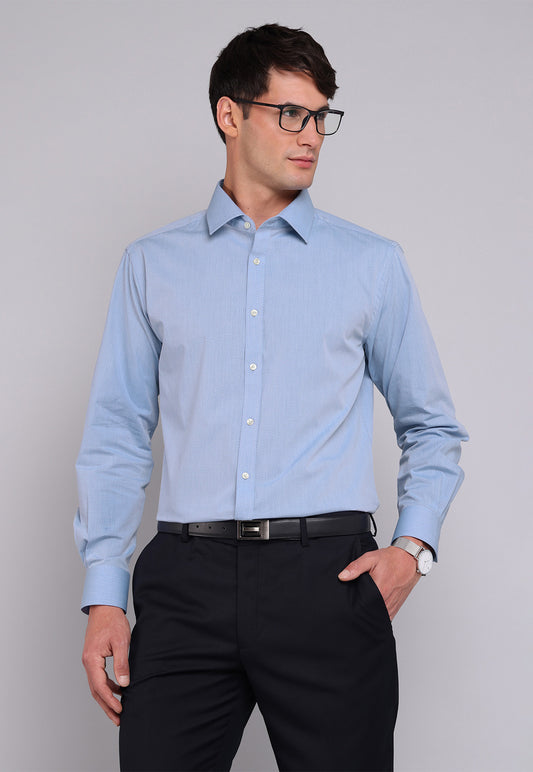 Camisa Hombre Formal Texturada Celeste