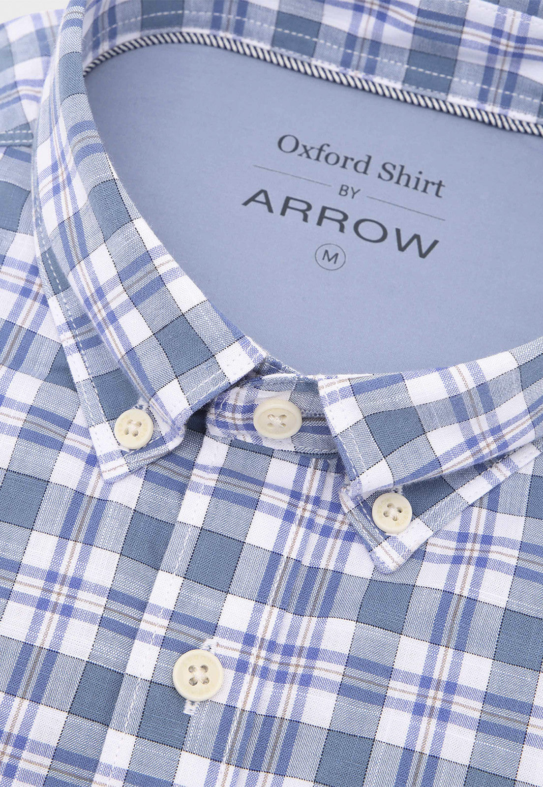 Camisa Hombre Arrow Oxford Escocesa Azul