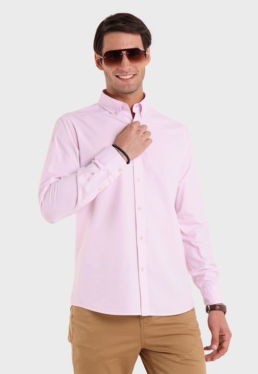 Camisa Hombre Oxford Lisa Spandex Rosado