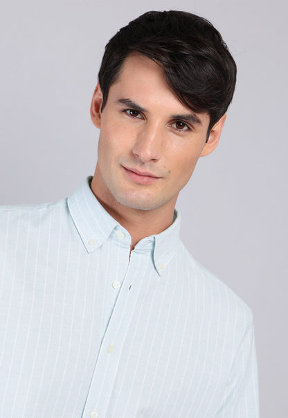 camisa-hombre-oxford-spandex-arrow-verde-rayas