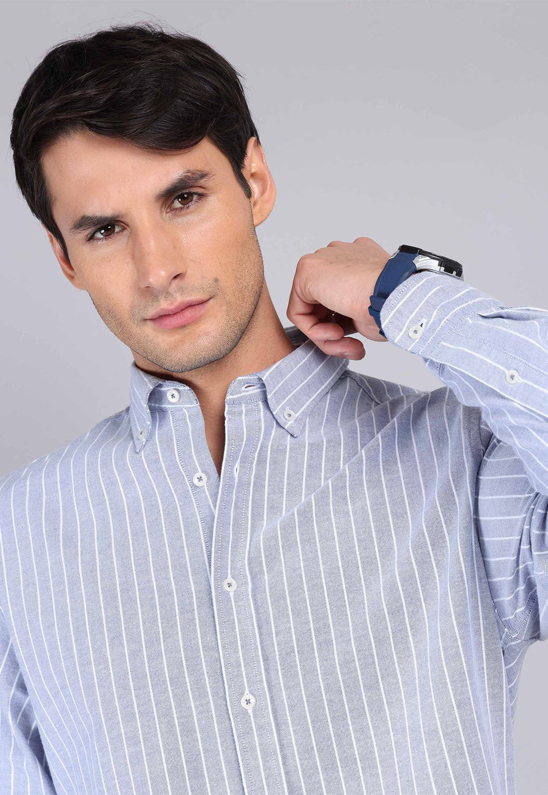 camisa-hombre-oxford-spandex-arrow-azul-rayas