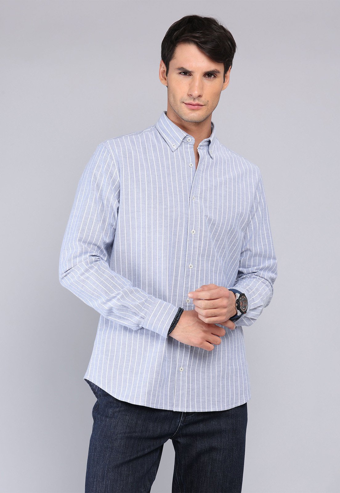 camisa-hombre-oxford-spandex-arrow-azul-rayas