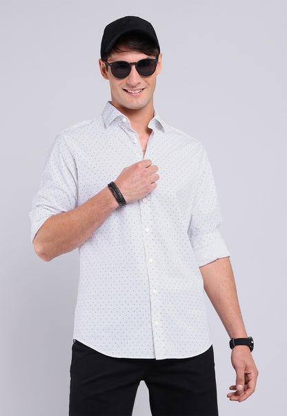 Camisa Hombre Print Spandex Blanca