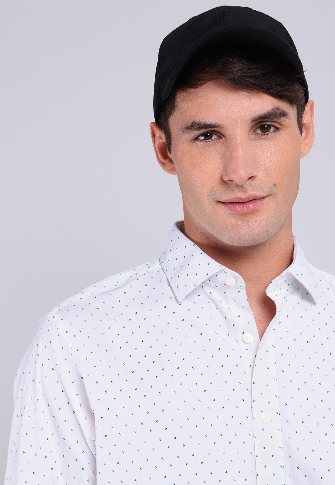 Camisa Hombre Print Spandex Blanca