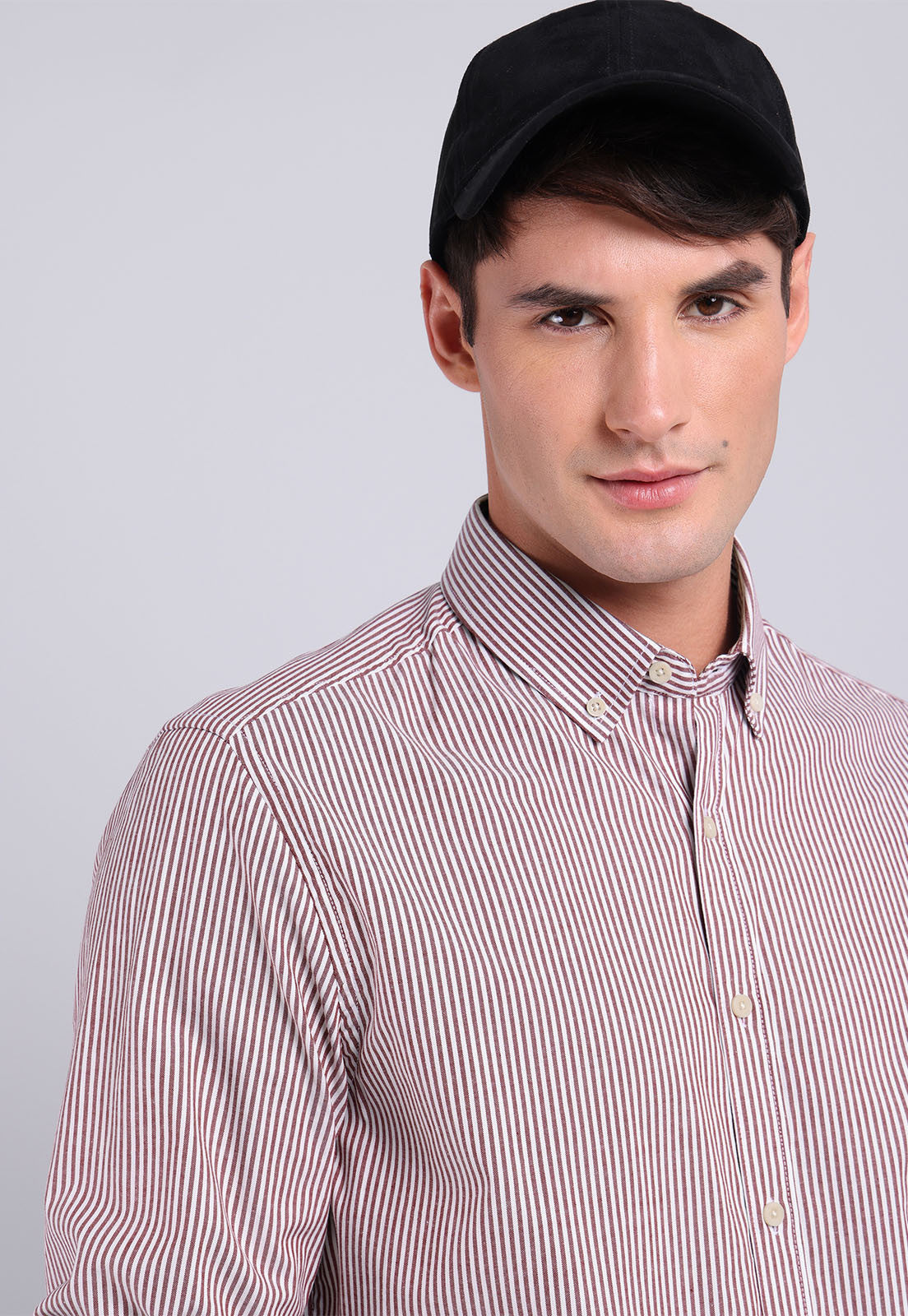 Camisa Hombre Rayas Roja