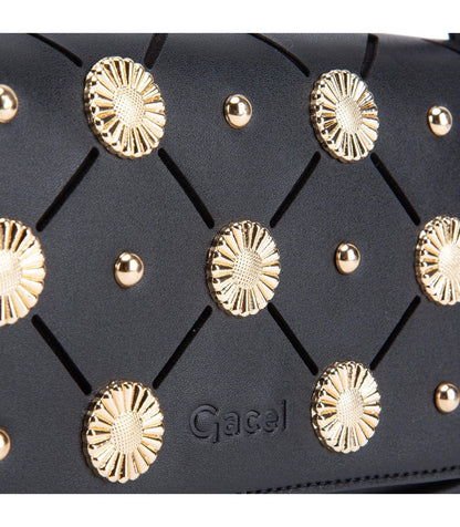 Cartera Mujer Bandolera Grande Negro/Dorado