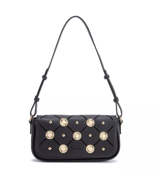 Cartera Mujer Bandolera Grande Negro/Dorado