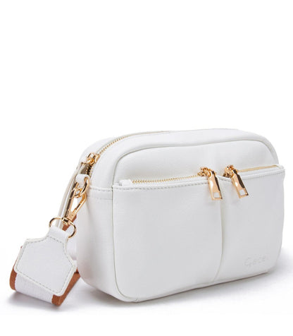 Cartera Mujer Bandolera Grande Cierres Off White