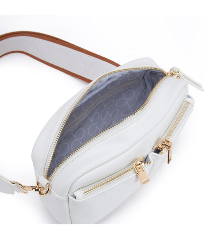 Cartera Mujer Bandolera Grande Cierres Off White
