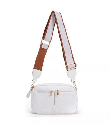 Cartera Mujer Bandolera Grande Cierres Off White